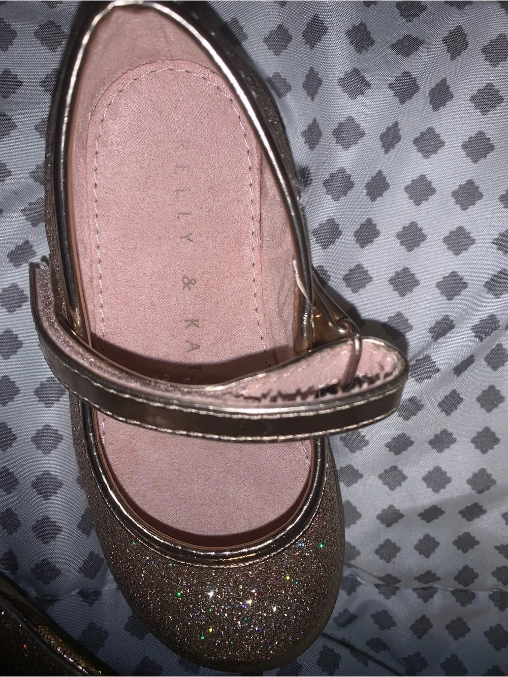 Girls' Rose Gold Glitter Mary Jane Shoes